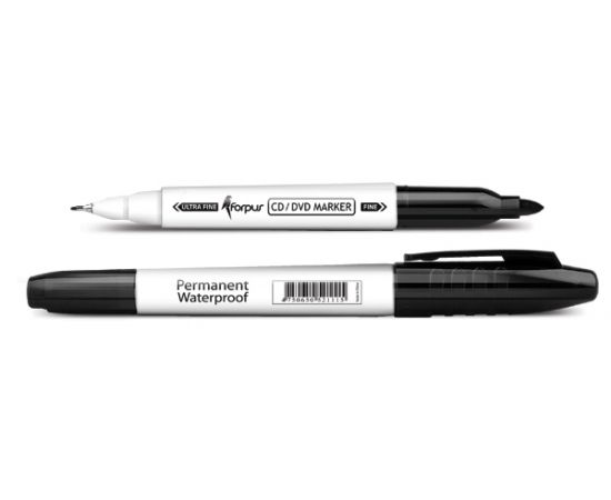 Маркер для CD/DVD FORPUS, двусторонний, 0,5-1,2мм, ЧЕРНЫЙ