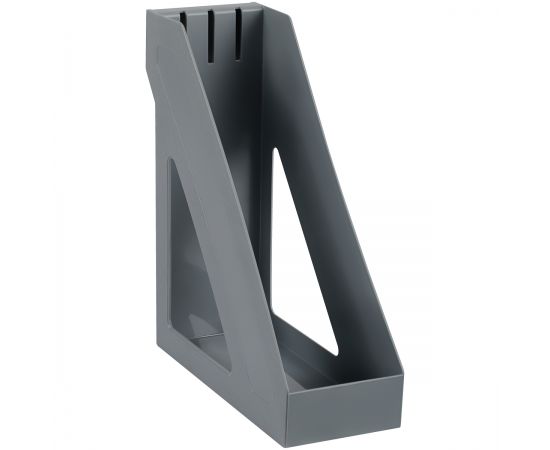 Лоток для бумаг вертикальный СТАММ "Базис", серый, ширина 100мм ЛТВ-30854