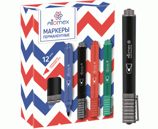 Маркер перманентный круглый черный 3 мм Attomex