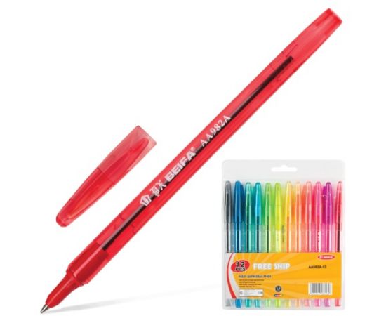 Набор шариковых ручек BEIFA (Бэйфа), 12 шт., узел 1,2 мм, линия 1 мм