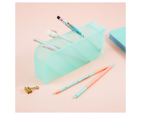 Настольная подставка MESHU, 4 отделения, пластиковая, тонированная мятная MS_47710