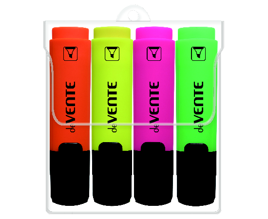 Набор текстовыделителей 4 шт. (желтый, зеленый, оранжевый, розовый) deVENTE