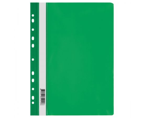 Папка-скоросшиватель пластик. перф. СТАММ А4, 120мкм, зеленая с прозр. верхом ММ-30727