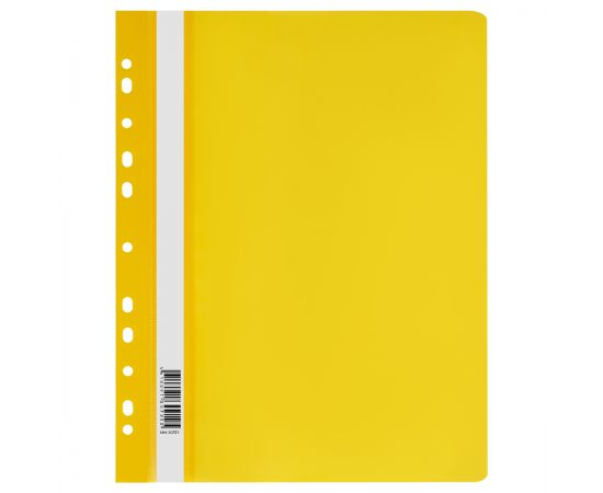 Папка-скоросшиватель пластик. перф. СТАММ А4, 120мкм, желтая с прозр. верхом ММ-30725