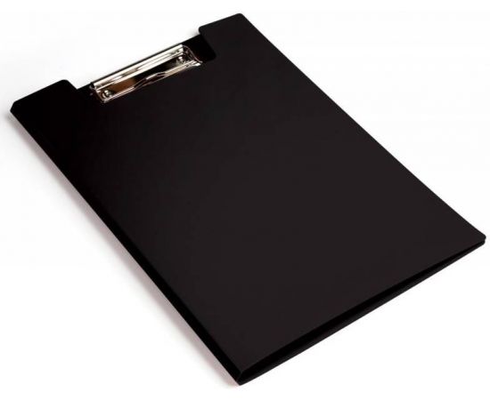 Папка с клипом  A4, черная deVente с крышкой