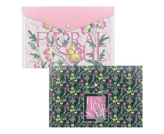 Папка с кнопкой А4 ErichKrause Floral Soul непрозрачная ассорти