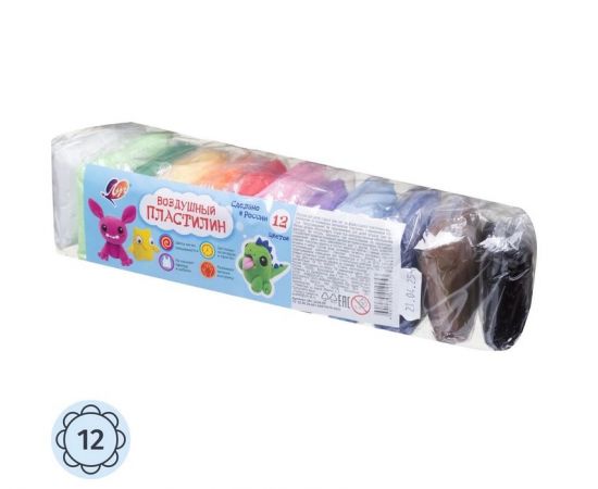 Пластилин 12 цветов 120 г. Луч воздушный