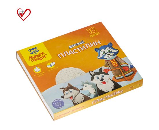 Пластилин Мульти-Пульти "Енот на Аляске", 10 цветов, 150г, со стеком, картон ДП_10234