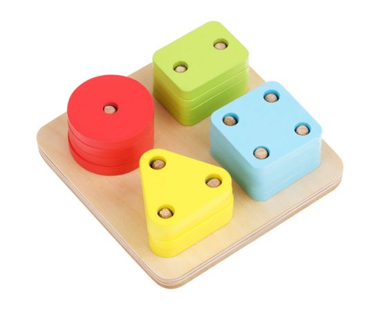 Развивающая игрушка ТРИ СОВЫ Сортер "Геометрическая пирамидка", дерево, 16 деталей РИ_46532