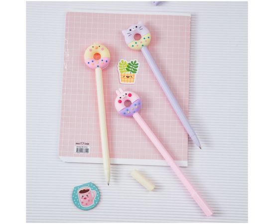 Ручка шариковая MESHU "Sweet Donats" синяя, 0,7мм, корпус ассорти, с топпером MS_65879