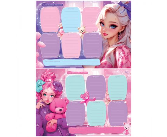 Расписание уроков с расписанием звонков А4 BG "Pretty Girl"