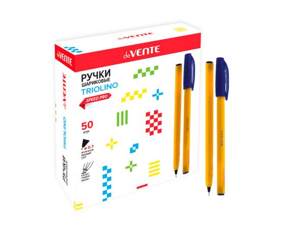 Ручка шариковая черная 0,7 мм deVENTE Speed Pro Triolino Sun/50/1000