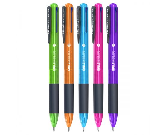 Ручка шариковая автоматическая Berlingo "Multicolor" 04цв., 0,7мм, ассорти