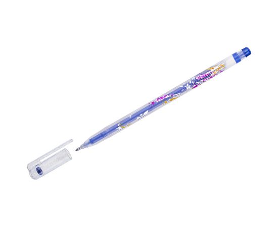 Ручка гелевая CROWN синяя с блёстками, 1мм