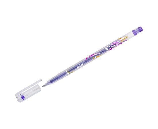 Ручка гелевая CROWN фиолетовая  с блёстками, 1мм