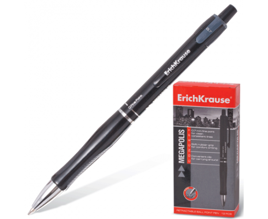 Ручка шариковая ERICH KRAUSE ,черная Megapolis