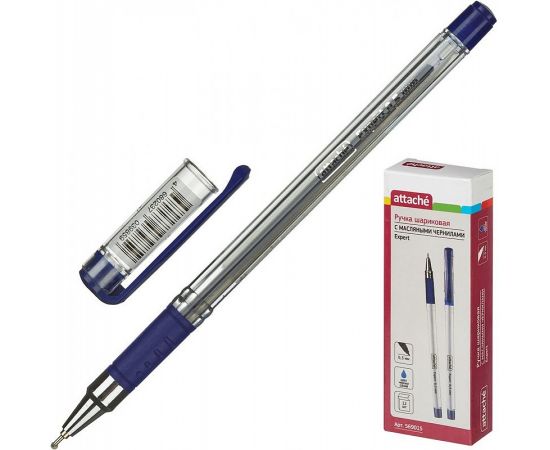 Ручка шариковая Attache expert синяя 0,5 мм грип.