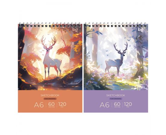 Скетчбук 60л., А6 BG "Сказочный олень", на гребне, глянцевая ламинация, 120г/м2 СА660гр_61990