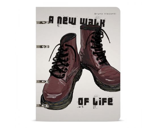 Тетрадь 80 л А5 линия на кольцах "BOOTS. Коричневые ботинки"