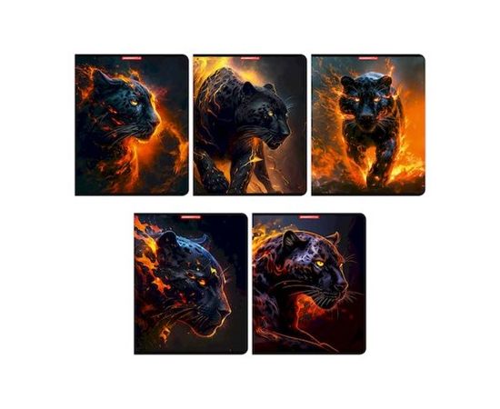 Тетрадь 96 л А5 клетка скоба "Огненная пантера"