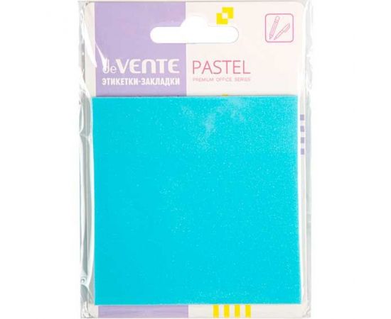 Блок с клеевым краем 76х76 мм пластиковый прозрачный искрящийся голубой 50 л deVENTE Pastel