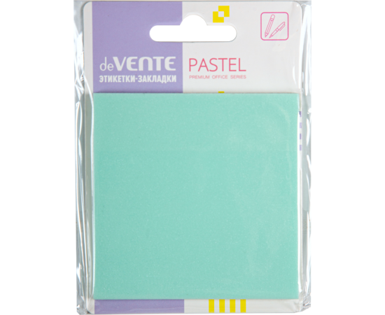 Блок с клеевым краем 76х76 мм пластиковый прозрачный искрящийся изумрудный 50 л deVENTE Pastel