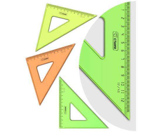 Треугольник 45/12 см,тонированный,прозрачный,неон,ассорти СТАММ