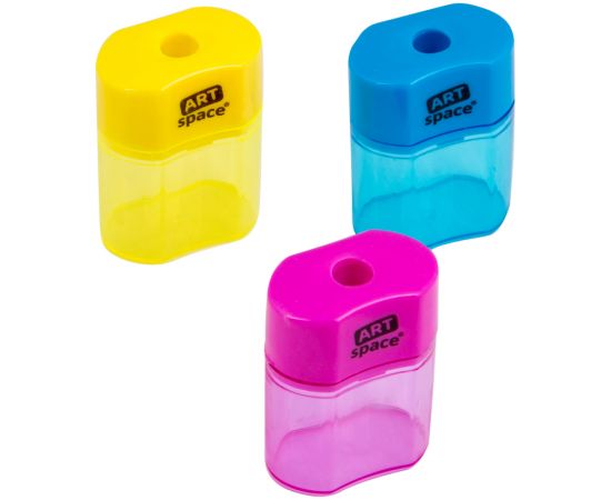 Точилка ArtSpace, 1 отверстие, контейнер, ассорти SH_19192